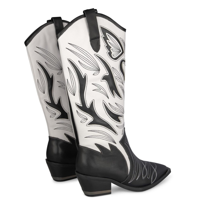 Bottes Cowboy Alma En Pena Wings Ornament Noir Jaune Femme | BON-47452837